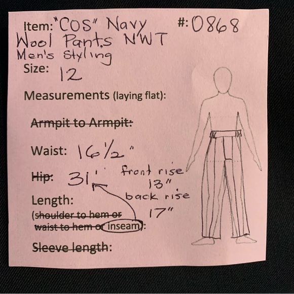 “COS” Navy Blue Wool Pants NWT size 12 - Picture 9 of 10